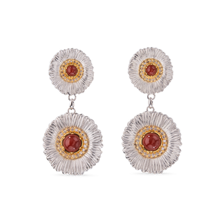 Buccellati Sterling Silver Daisy Drop Earrings in Red Jasper