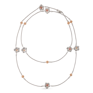 Buccellati Two-Tone Gardenia Station Necklace with Pink Sapphires