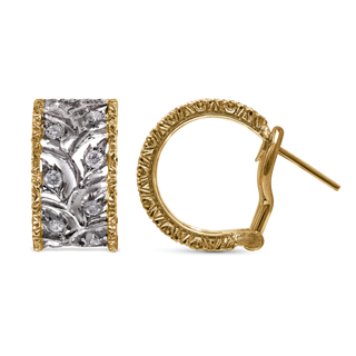 Buccellati 18K White and Yellow Gold Diamond Ramage Hoop Earrings