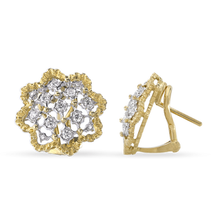 Buccellati 18K Yellow and White Gold Rombi Diamond Button Earrings