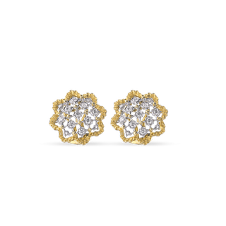 Buccellati 18K Yellow and White Gold Rombi Diamond Button Earrings