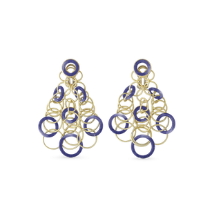 Buccellati Hawaii Color Yellow Gold Lapis Pendant Earrings
