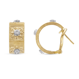Buccellati Marci 18K Yellow and White Gold Diamond Hoop Earrings