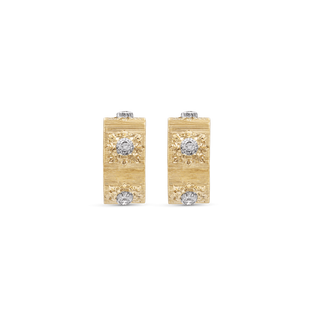 Buccellati Marci 18K Yellow and White Gold Diamond Hoop Earrings