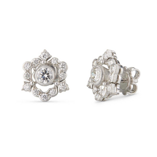 Buccellati Ghirlanda 18K White Gold Diamond Stud Earrings