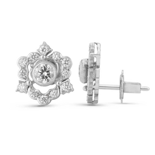 Buccellati Ghirlanda 18K White Gold Diamond Stud Earrings