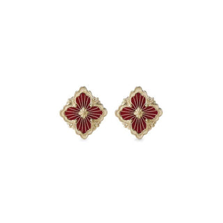 Buccellati 18K Gold Opera Tulle Small Button Earrings in Red Enamel