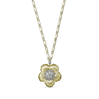 Buccellati Daphne Yellow Gold Flower Diamond Pendant Necklace