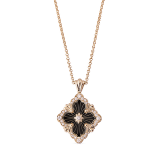 Buccellati Opera Tulle Rose Gold Onyx Pendant Necklace with Diamonds