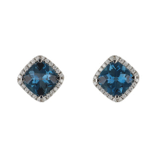 Lisa Nik 'Rocks' London Blue Topaz and Diamond Stud Earrings