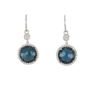 Lisa Nik 18K White Gold London Blue Topaz Drop Earrings
