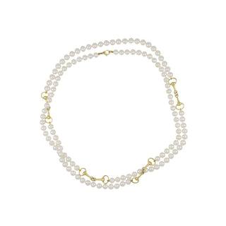 Mazza 14K Gold Freshwater Pearl Horse Bit Necklace