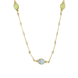 Mazza 14K Gold Aquamarine and Peridot Capri Station Necklace
