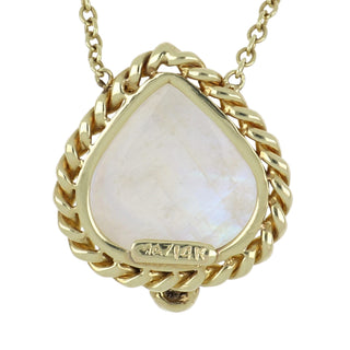 Mazza 14K Cabochon Moonstone Rope Border Pendant Necklace