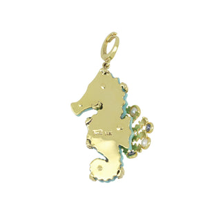 Mazza 14K Carved Turquoise Seahorse Pendant