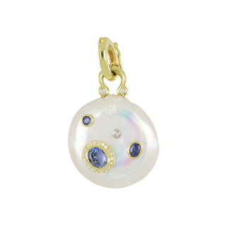 Mazza Pearl Drop Pendant with Sapphires & Diamonds