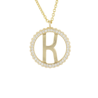 Michael M 14K Gold Diamond "K" Medallion Necklace