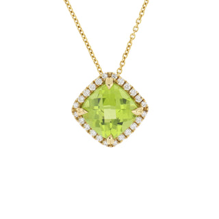 Lisa Nik 18K Gold Rose-Cut Peridot Pendant Necklace with Diamonds