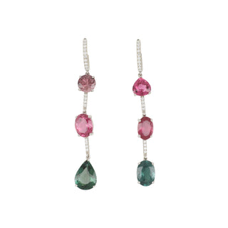 Lisa Nik 18K White Gold Mixed Shape Tourmaline Earrings