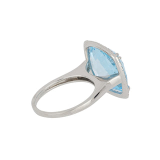 Mazza 14K White Gold Rose-Cut Blue Topaz Ring with Diamond Halo