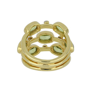 Mazza 14K Gold Peridot Three-Row Ring with Diamonds