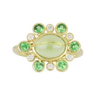 Mazza 14K Gold Peridot, Tsavorites and Diamond Cluster Ring
