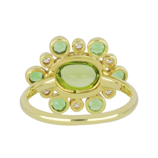 Mazza 14K Gold Peridot, Tsavorites and Diamond Cluster Ring