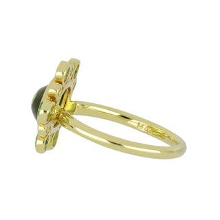 Mazza 14K Gold Peridot, Tsavorites and Diamond Cluster Ring
