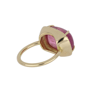 Mazza 14K Gold Pink Tourmaline Ring with Diamond Border