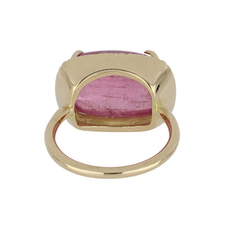 Mazza 14K Gold Pink Tourmaline Ring with Diamond Border
