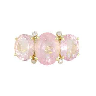 Mazza 18K Gold Morganite Three-Stone Ring with Diamonds