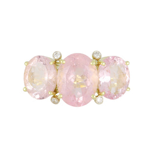 Mazza 18K Morganite Three-Stone Ring with Diamonds