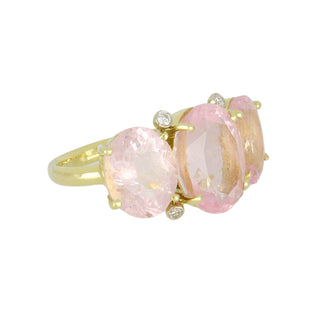 Mazza 18K Morganite Three-Stone Ring with Diamonds