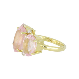 Mazza 18K Morganite Three-Stone Ring with Diamonds