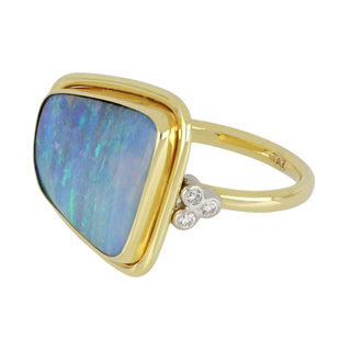 Mazza 14K Two-Tone Gold Boulder Opal Ring with Diamonds