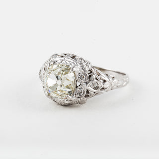 Art Deco GIA 2.57 Carat Old Mine-Cut Diamond Vintage Style Engagement Ring