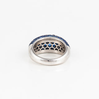Vintage Platinum Invisible-Set Sapphire Domed Ring