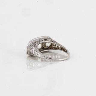 Edwardian GIA 1.65 Carat Round Cut Diamond Three Stone Engagement Ring