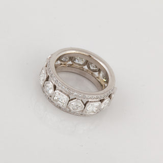 Estate Platinum Asscher and Round Cut Diamond Eternity Band
