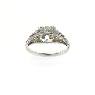 Art Deco GIA 3.03 Carat Round Brilliant-Cut Diamond Cluster/Halo Engagement Ring