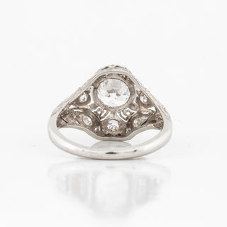 Art Deco GIA 1.39 Carat Old European-Cut Diamond Filigree Engagement Ring