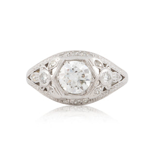 Art Deco Platinum 0.77ct Old European-Cut Diamond Engagement Ring