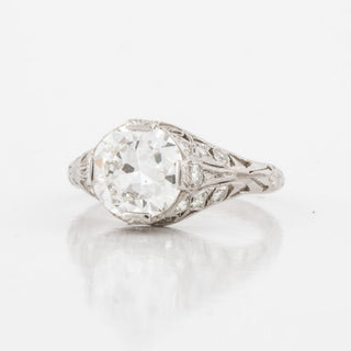 Edwardian GIA 1.72 Carat Round Brilliant-Cut Diamond Solitaire Engagement Ring