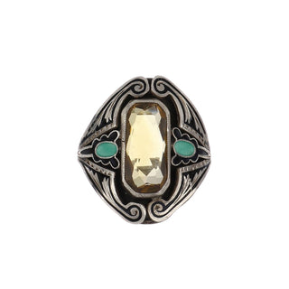 Art Nouveau Citrine & Enamel Ring