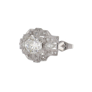 Art Deco GIA 1.21 Carat Old Mine-Cut Diamond Vintage Style Engagement Ring