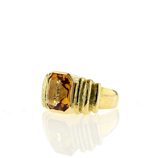 Estate David Webb 18K Gold Citrine Hammered Ring