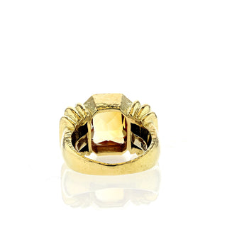 Estate David Webb 18K Gold Citrine Hammered Ring