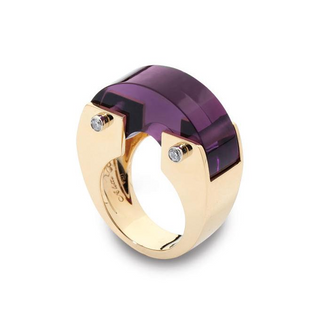 Aletto Brothers 18K Gold Amethyst and Diamond Bridge Ring