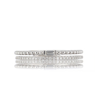 14K White Gold Diamond and Beaded Half Band