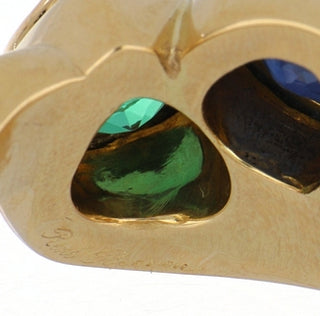 Rene Boivin 18K Gold Sapphire & Emerald Crossover Ring